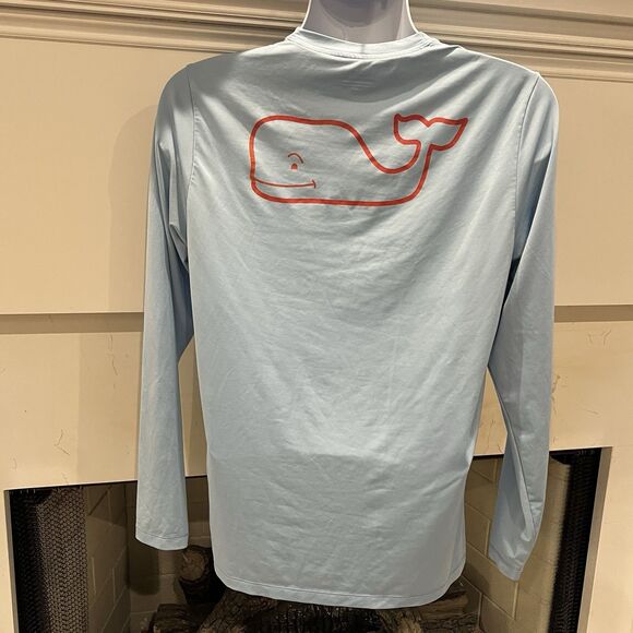 Vineyard Vines Harbor Performance T-Shirt Mens XL Light Blue Whale Logo L / S - Picture 3 of 7